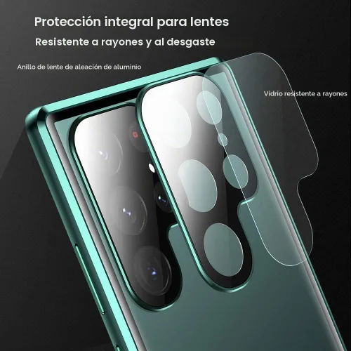 Vista 3 de Funda antiespía para Samsung Galaxy S22 5G Protector de lente de cámara de privacidad con vidrio templado 9H integrado magnético y cubierta de (S22)