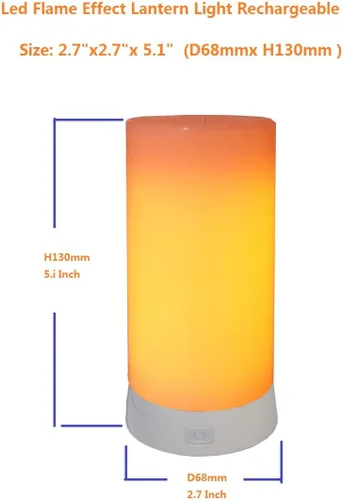 Vista 4 de Linterna LED con efecto de llama, recargable por USB, 4 modos, control remoto, efecto de llama, luz de estado de ánimo sin llama para Holdiday