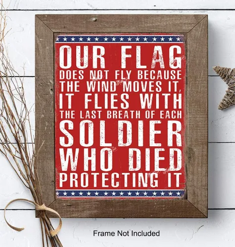 Vista 7 de Bandera estadounidense patriótica militar para decoración del hogar, decoración de habitación, arte de pared – Regalo para veterano estadounidense