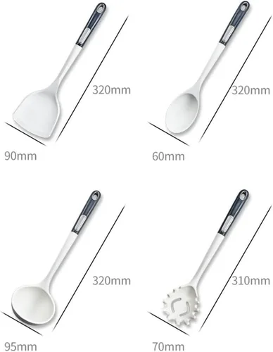 Vista 6 de Juego de utensilios de cocina de 13 piezas con soporte, herramientas de cocina de silicona, espátula ranurada, cuchara, espátula, espátula