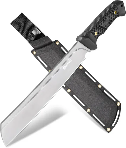 Vista 7 de NedFoss 16" Survival Machete with Sheath, D2 Steel 0.22" Thick Full Tang Blade Machete Knife with Flat Grinding, Machete for Cutting Trees, for Yard