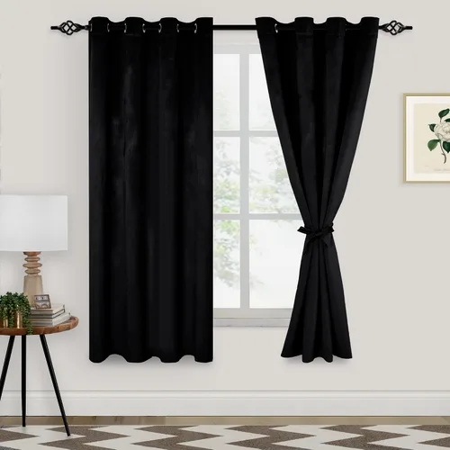 Vista 15 de XWZO Cortinas de terciopelo azul de 63 pulgadas de largo, elegantes cortinas de lujo suaves para sala de estar, aislamiento térmico, oscurecimiento
