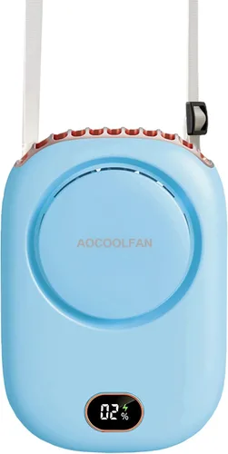 Vista 8 de AOCOOLFAN Ventilador de cuello portátil, mini ventilador de mano personal pequeño recargable por USB de 3 velocidades para niñas, niños y mujeres