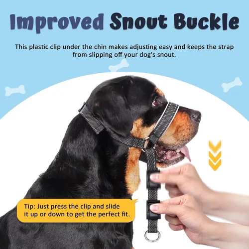 Vista 4 de BARKLESS Collar de cabeza de perro, suave sin tirones, correa reflectante para bozal con enlace de seguridad, collar ajustable para la cabeza