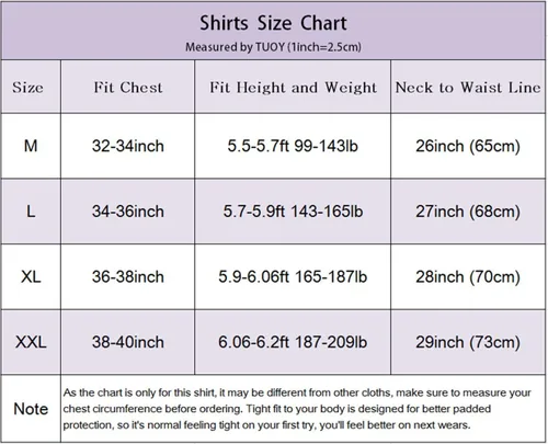 Vista 5 de TUOY Padded Shirt Rib Protector Compression Protective Shirt Adult Sizes