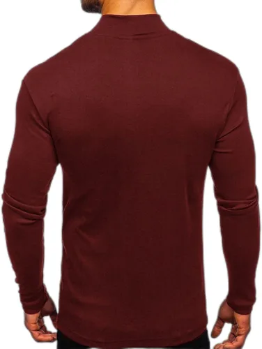 Vista 3 de Suéter de cuello alto para hombre, manga larga, diseño básico, elástico, ajustado, suéteres simulados
