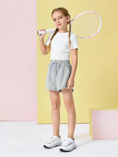 Vista 5 de Haloumoning Pantalones cortos deportivos para niñas de 5 a 14 años