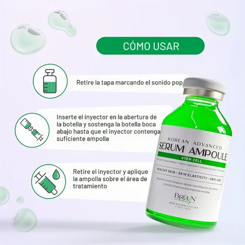 Vista 4 de BRÜUN SC - Ampolla de suero de células madre de control, refuerzo de suero coreano con microagujas para cara y cuerpo para usar con y sin Derma Pen