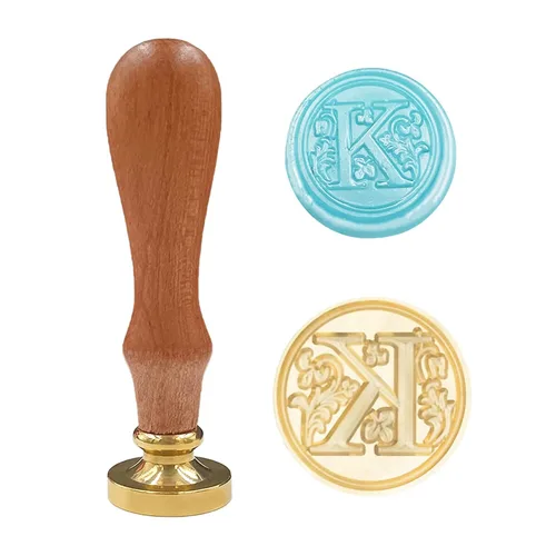 Vista 9 de Sello clásico de cera para sellar varios alfabetos, cabeza de latón, mango de madera, sellos para tarjetas, sobres, regalo (sello, letra A)
