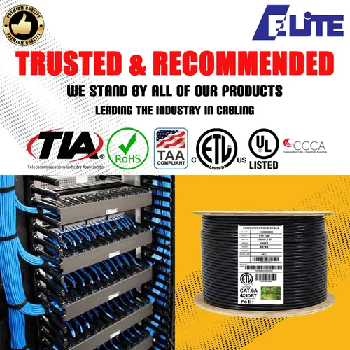 Vista 3 de CAT6A Plenum blindado (CMP), 1000 pies, FTP 23AWG, cobre puro sólido, 650 MHz, 10 Gb, certificado UL, certificación UL-LP, carrete de cable Ethernet