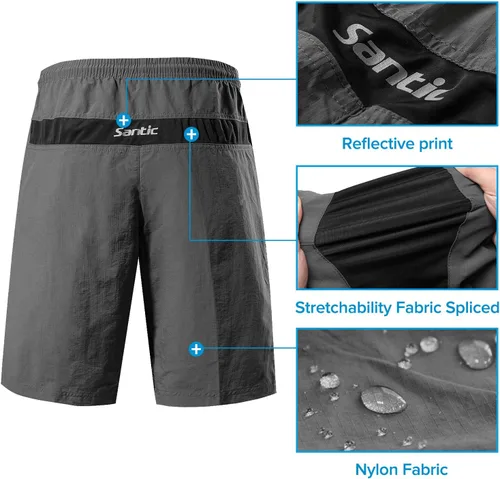 Vista 4 de Santic Coolmax - Pantalones cortos de ciclismo de montaña para hombre coolmax, ligeros