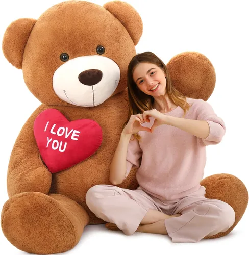 Vista 10 de MaoGoLan Oso de peluche gigante de 52" Oso de peluche - Te amo Corazón rojo Oso de peluche grande para regalo de San Valentín, aniversario, larga