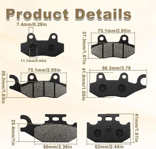 Vista 6 de ZICOO Pastillas de Freno Delantero y Trasero para Yamaha Rhino 660 450 YXR660 YXR450 4x4 Raptor 700 700R YFM700 YFM700R