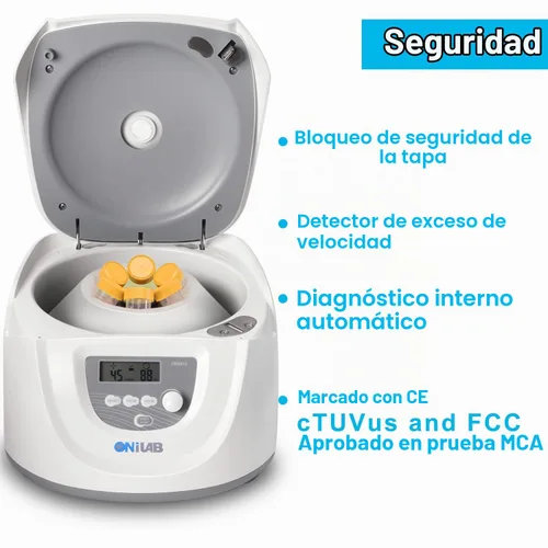 Vista 4 de ONiLAB Centrífuga de sobremesa, 6X50ml, 300-4000RPM, máximo 1800×g