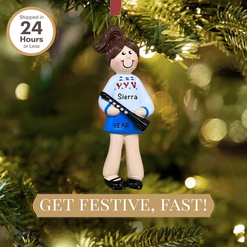 Vista 2 de Adorno personalizado de clarinete 2026 Adornos musicales de Navidad personalizados las 24 horas para árbol Regalo de recuerdo personalizado
