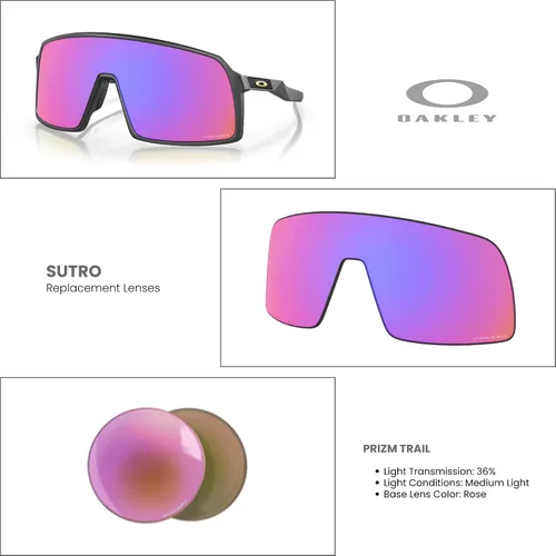 Vista 2 de Oakley Lentes de repuesto originales Sutro para hombres para mujeres+bolsa de paquete+kit de cuidado iWear de diseñador, Prizm Trail