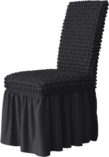Vista 10 de Elastic Dining Chair Cover With Skirt, Polyester Spandex Furniture Protector, Removable And Washable, Universal(Beige,2 PCS)