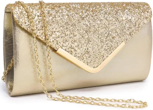 Vista 14 de Dasein Bolsos de noche para mujer, bolsos de mano formales para bodas, fiestas, bailes, bolsos con correa para el hombro y solapa con purpurina