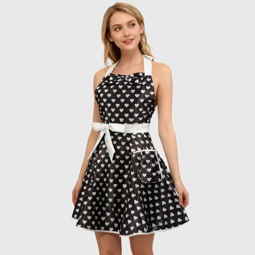 Vista 17 de Delantal de cocina con bolsillo para mujer, delantal vintage para hornear, adecuado para jardinería, regalo del Día de la Madre, regalo para esposa
