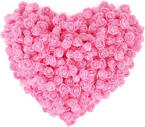 Vista 17 de 500 cabezas de rosas de espuma color burdeos, flores artificiales a granel para manualidades, ramos de boda, centros de mesa de baby shower