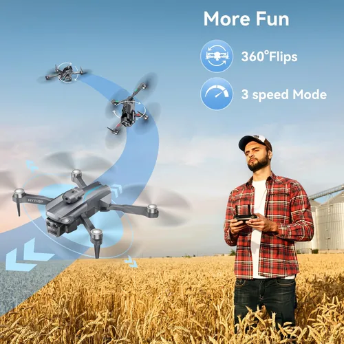 Vista 4 de Dron con cámara 1080P HD, Drones de motor sin escobillas con cámara para adultos, video WiFi en vivo, vuelo de punto de referencia, retorno de una