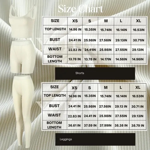 Vista 6 de Conjunto deportivo de 2 piezas para mujer, camiseta sin mangas de punto acanalado para yoga, leggings de cintura alta, conjuntos de ropa deportiva