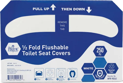 Vista 2 de MED PRIDE Sábanas protectoras de baño ecológicas – Fundas de asiento de inodoro desechables sépticas [paquete de 250] – Fundas de asiento de inodoro
