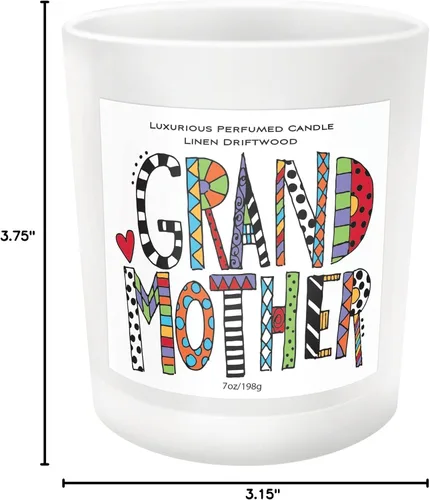 Vista 2 de Enesco Our Name is Mud Cuppa Doodles Grandmother - Vela perfumada en tarro de madera flotante de lino, 7 onzas