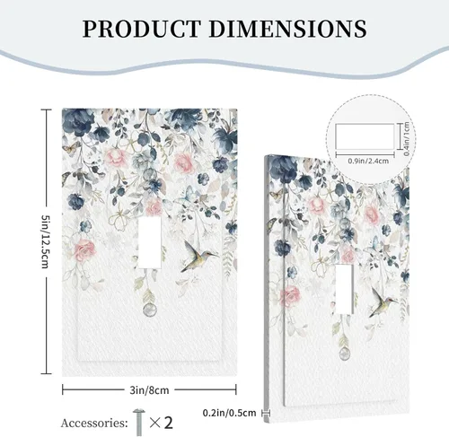 Vista 43 de Decorative Outlet Covers Blue Background White Cat Daisy Floral 2-Gang 1-Gang Wall Plate Single Toggle/Rocker Farmhouse Style Light Switch Covers
