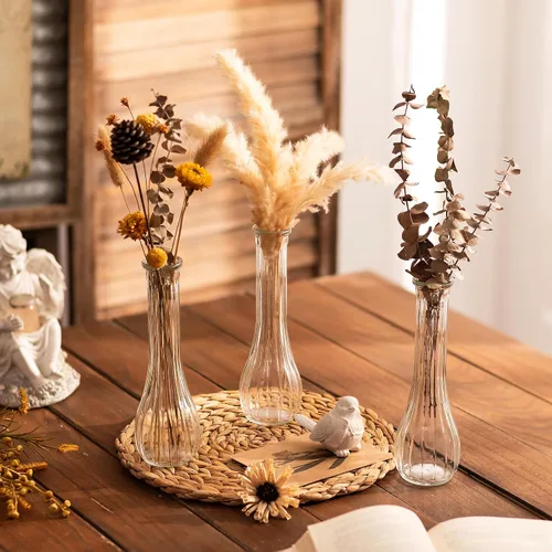 Vista 2 de NUPTIO Glass Bud Vases Centerpiece Bulk, 8.5" Tall, Clear, Set of 3
