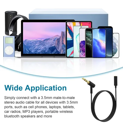 Vista 7 de Cable de extensión de auriculares compatible con auriculares Bose QuietComfort QC45 QC35II QC35 QC25 NC700, cable de audio estéreo macho a hembra