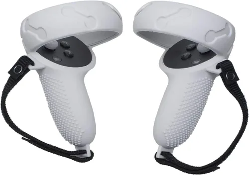 Vista 2 de NIUVR Funda de agarre para controlador táctil compatible con accesorios Quest 2 VR, funda protectora antitiro con correa ajustable de nailon