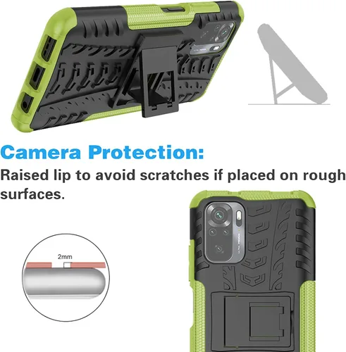 Vista 7 de Asuwish Funda de teléfono para Xiaomi Redmi Note 10/10S 4G con protector de pantalla de vidrio templado y soporte delgado híbrido resistente