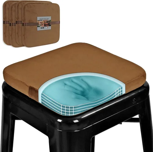 Vista 16 de SINOSSO Juego de 2 cojines de metal con espuma viscoelástica magnética para taburete, cojines de lujo de terciopelo para bar y cafetería, apilables