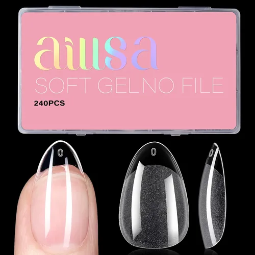 Vista 21 de AILLSA Puntas de uñas de bailarina, puntas de uñas de gel transparente