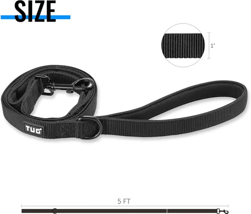 Vista 5 de TUG Correa de perro resistente de 5 pies con asa de tráfico acolchada para perros de raza grande y mediana (negro)