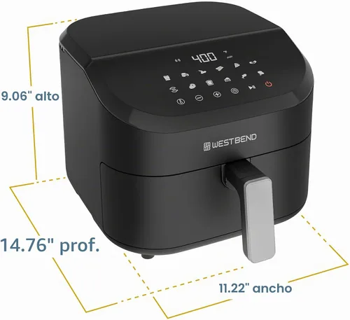 Vista 9 de West Bend Freidora de aire digital de 4.5 cuartos de galón, compacta con 12 preajustes, temperatura ajustable para comidas crujientes rápidas, cesta