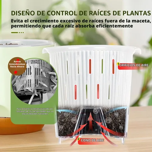 Vista 3 de Macetas de Orquídeas de Riego Automático para Plantas de Interior, 5.8 Pulgadas Macetas para Orquídeas, Macetas de Flores para Plantas