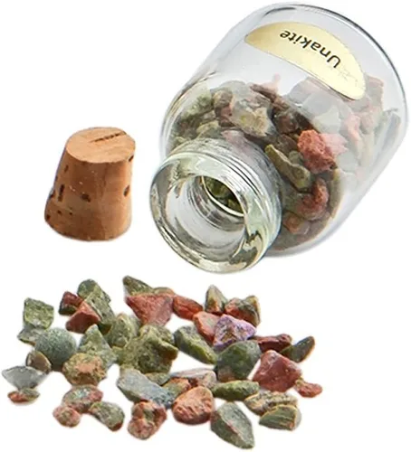 Vista 3 de Rockcloud 9 mini botellas de deseos de piedra natal, amuletos de piedra de Wicca para curación de reiki, joyería de cristal para decoración