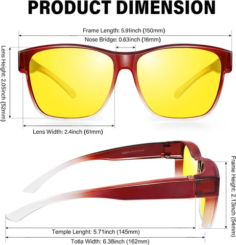 Vista 2 de URUMQI Gafas de conducción de visión nocturna para hombres y mujeres, lentes polarizados antirreflejos, lentes de alta definición amarillas