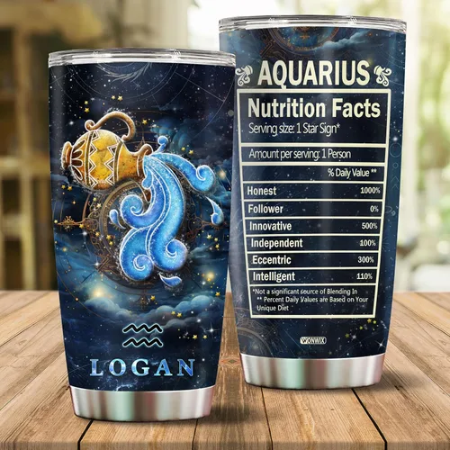Vista 2 de Regalos personalizados de acuario para hombres, taza de café de acero inoxidable de 20 onzas, constelación del zodiaco, astrología, regalo
