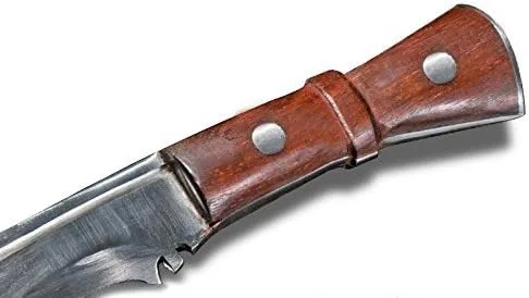 Vista 4 de Medieval Warrior Nepal Kukri Machete Full Tang Cuchillo de hoja fija que lleva la funda