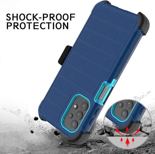 Vista 3 de Funda para Galaxy A32 5G con protector de pantalla de TPU suave, [serie de fundas], funda protectora de cuerpo completo resistente con clip