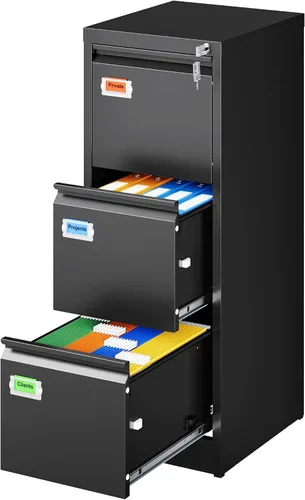 Vista 21 de PEUKC Archivador móvil de 2 cajones con cerradura, archivador rodante debajo del escritorio para oficina en casa, organiza archivos A4 con letras