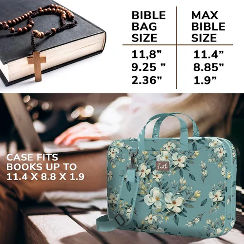 Vista 17 de DEHITE Bible Cover Case for Women – Floral Black Bible Bag Carrying Case – Messenger Bag