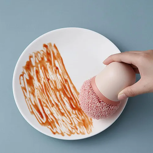 Vista 9 de 4 cepillos para platos de olla con mango redondo, repuesto para cacerola, fregadero, fregadero, cepillo de limpieza