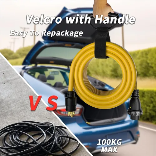 Vista 5 de PlugSaf Cable generador de 50 pies y 30 amperios de 4 clavijas con conector Amarillo