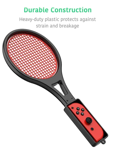 Vista 8 de TALK WORKS Steering WheelTennis Racket Combo Pack for Nintendo Switch - Joy Con Controller Grip Racing & Sports Game Accessories for Mario Tennis