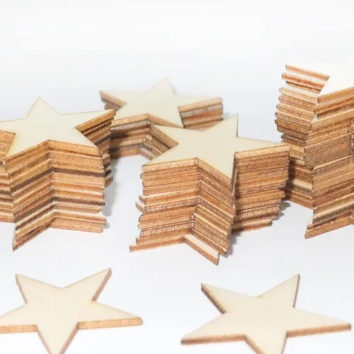 Vista 3 de HADDIY Estrellas de madera pequeñas de 1 pulgada, recortes de estrellas de 1 pulgada 200 piezas