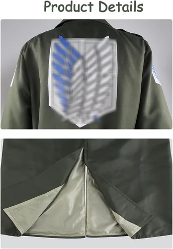 Vista 5 de Drofe Shingeki no Kyojin Capa Cosplay Freedom Legion Capa con Collar Verde